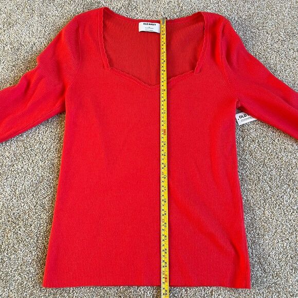 NWT Old Navy Fitted Ribbed Sweetheart Neckline Sweater Top Size XL Red - Picture 13 of 13